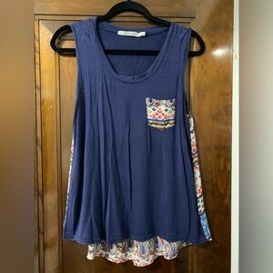 Liberty Love Navy Tank Top with Colorful Pocket